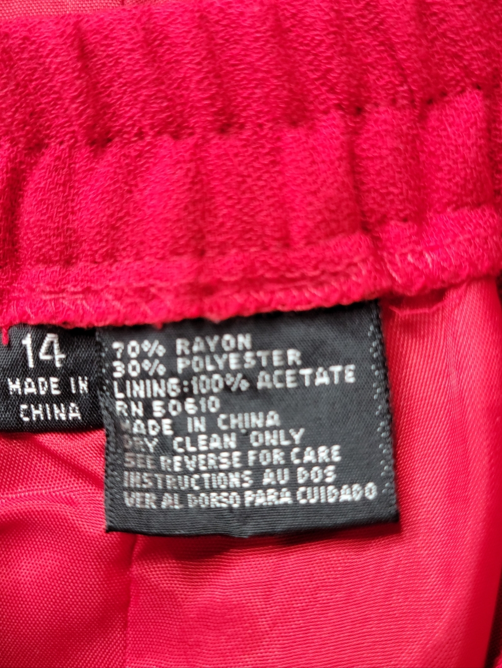 Kasper ASL Skirt Suit Size 14 Red Embroidered Flap Pockets Long Blazer Textured - Picture 11 of 12